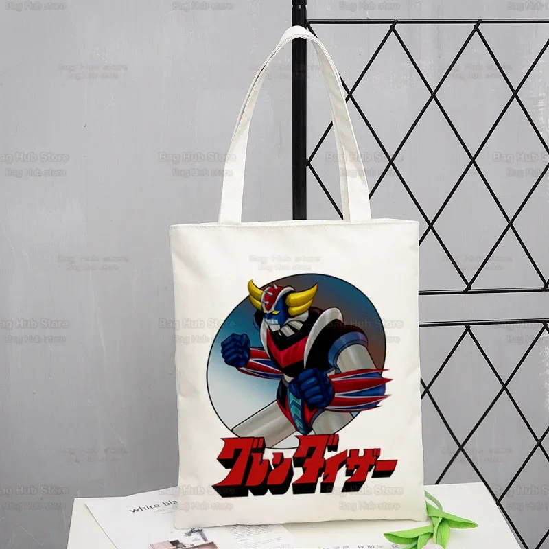 Goldorak Nostalgia Shopping Bag Shopper Grendizer UFO Space Robot Eco Canvas Goldrake Bolsas De Tela Bag Reusable Sacolas