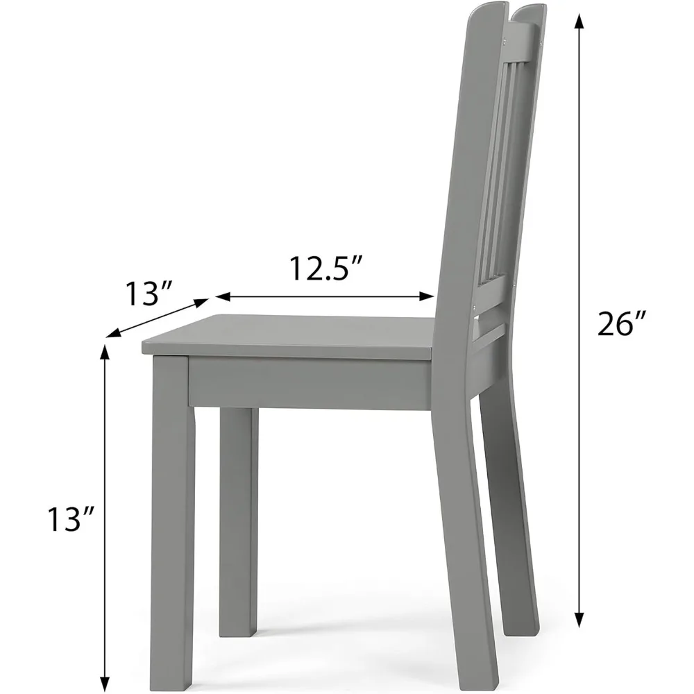 Humble Crew, Grey Kids Wood Table and 2 Chairs Set, Square Kids Table and Chair Set  Toddler Chair and Table