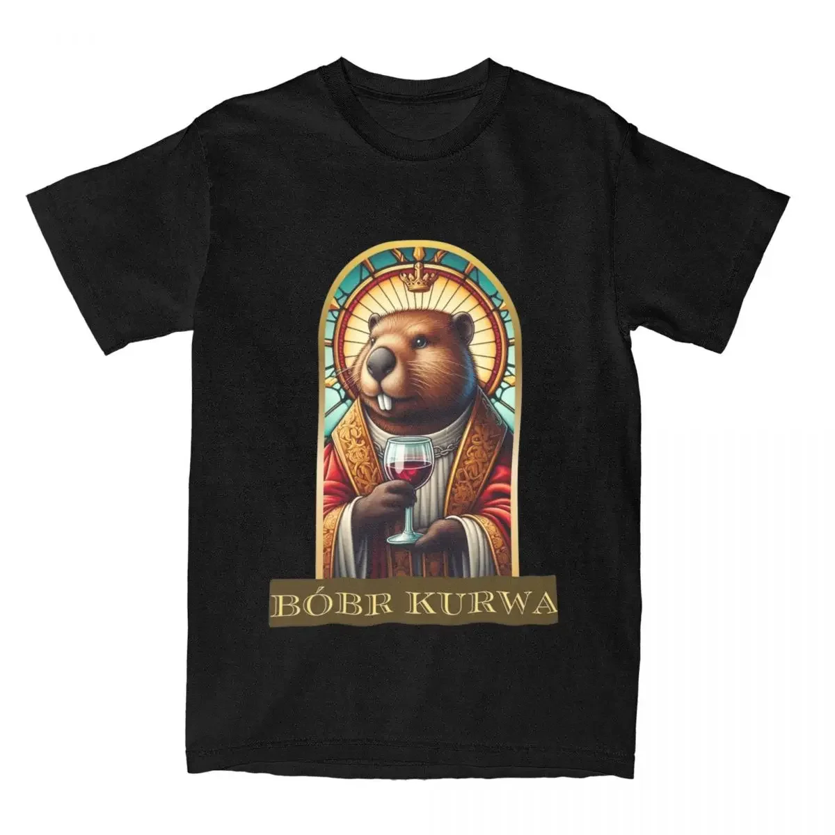 Saint Beaver Meme Bobr Bober Kurwa T-Shirt for Men Cool Pure Cotton Tee Shirt O Neck Short Sleeve T Shirt New Arrival Clothing