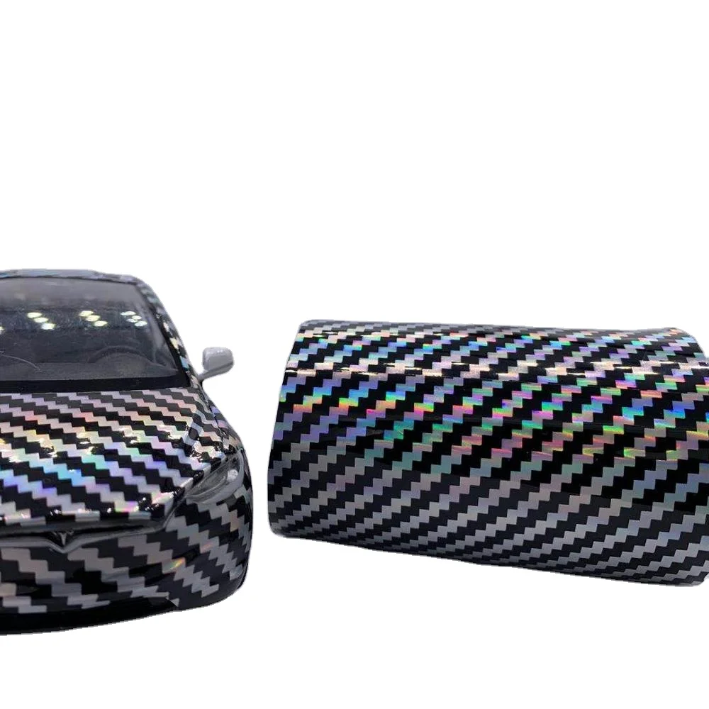 جديد ليزر كروم 2D ألياف الكربون الفينيل التفاف الملحقات الداخلية والخارجية سيارة التفاف الكمبيوتر المحمول الفينيل