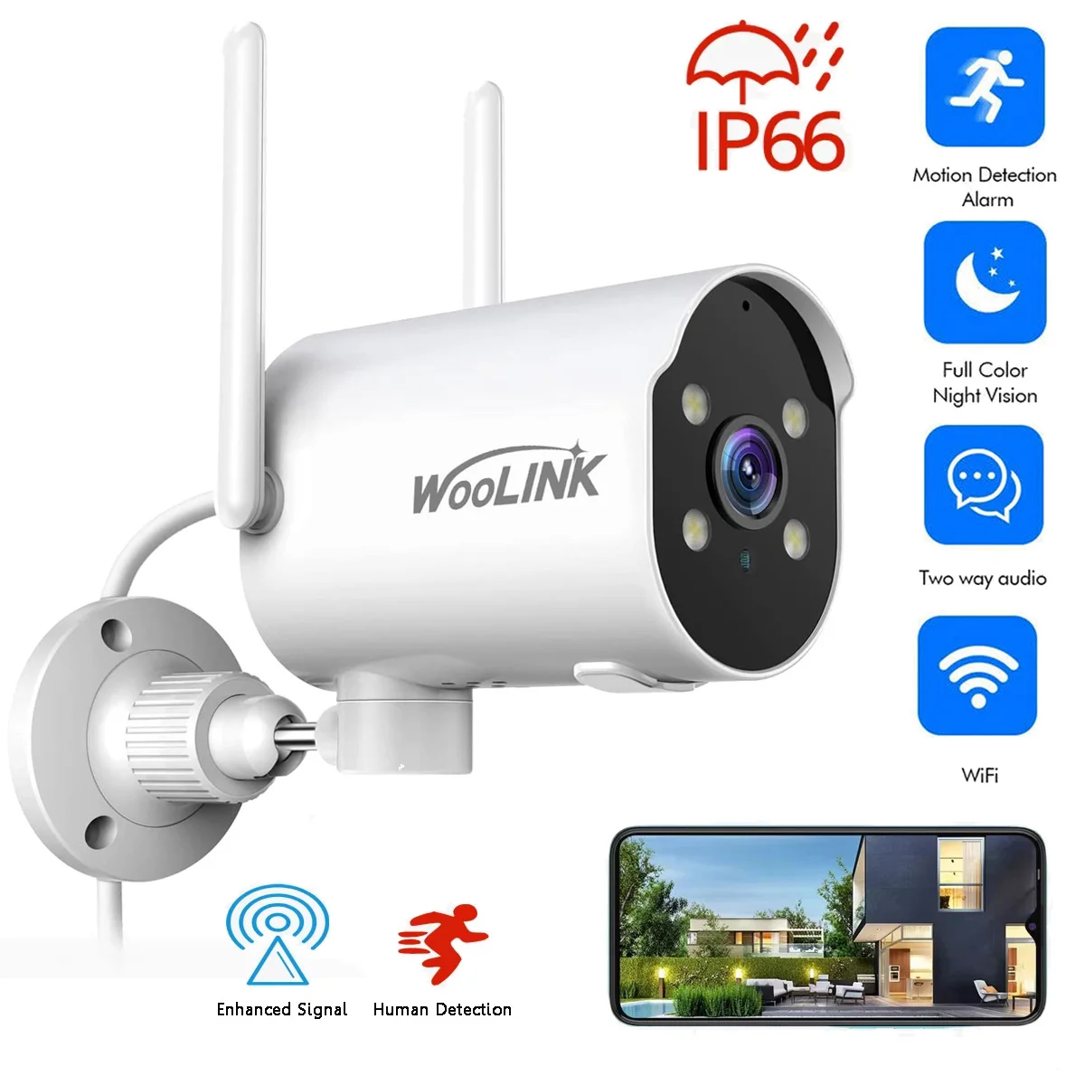 WiFi IP Camera PTZ Outdoor Home 2K Wireless Security Camera 1620P Full Night Vision Home Protection Audio Video Camera
