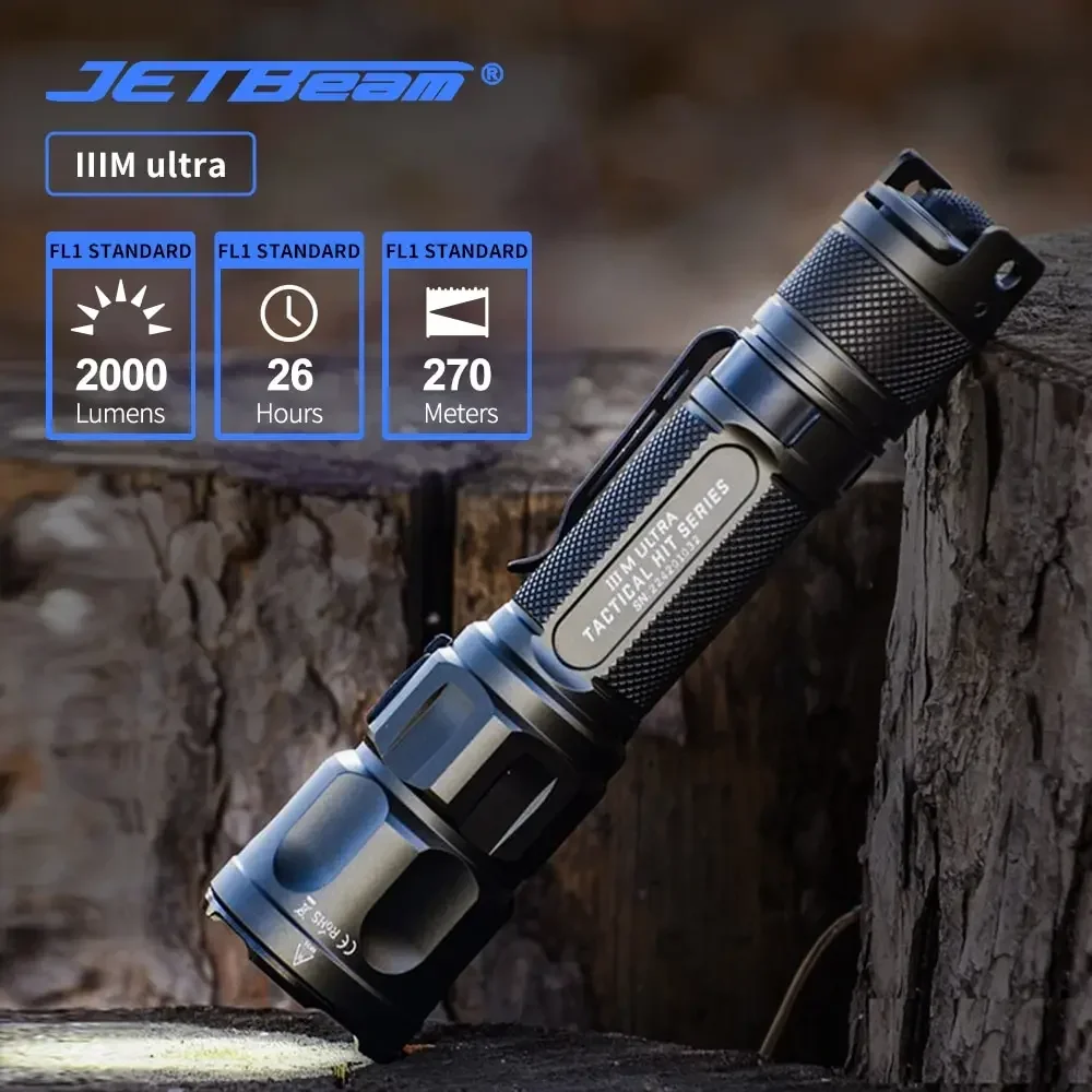 JETBEAM IIIM ULTRA Flashlight 2000Lm EDC Lantern Type-C USB Charging Torch 18650 High Power Led Flashlights for Camping IPX8