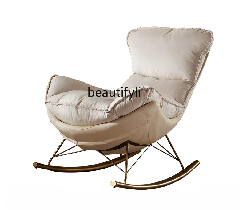 

Modern simple snail recliner household Nordic technology cloth rocking chair balcony lunch break lazy single sofa leisure chair