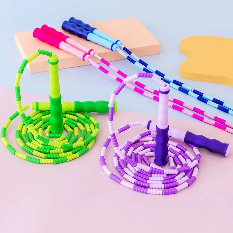 2.8M Skill Jump Rope Bamboo PVC Beginner Adult Child Soft Beaded No Tangle Segmented Fitness Skipping Cable Workout