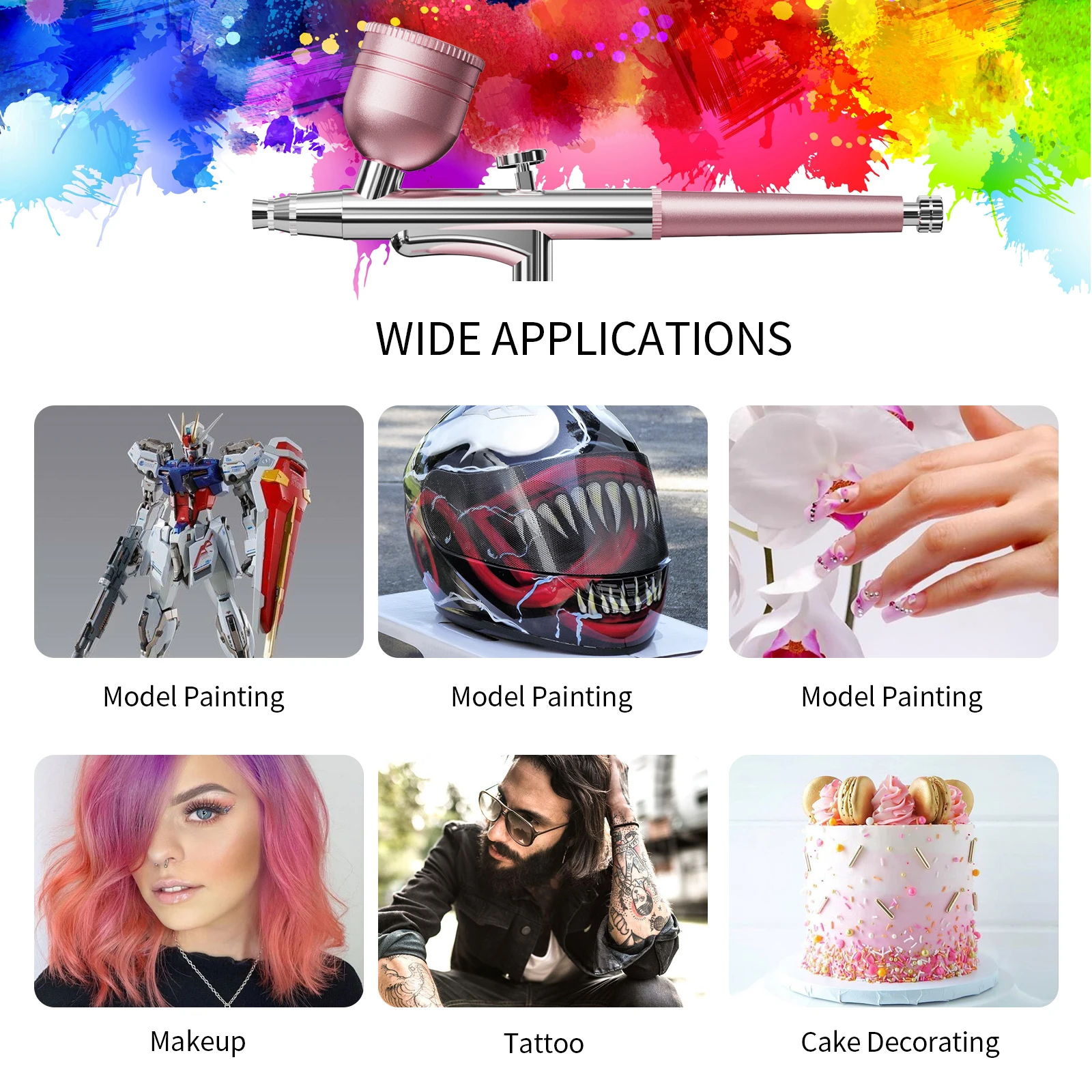Wireless Airbrush Kit with Compressor Portable Air Brush Paint Spray Gun 0.3mm Nozzle for Nail Art Makeup Tattoo Cak view 6