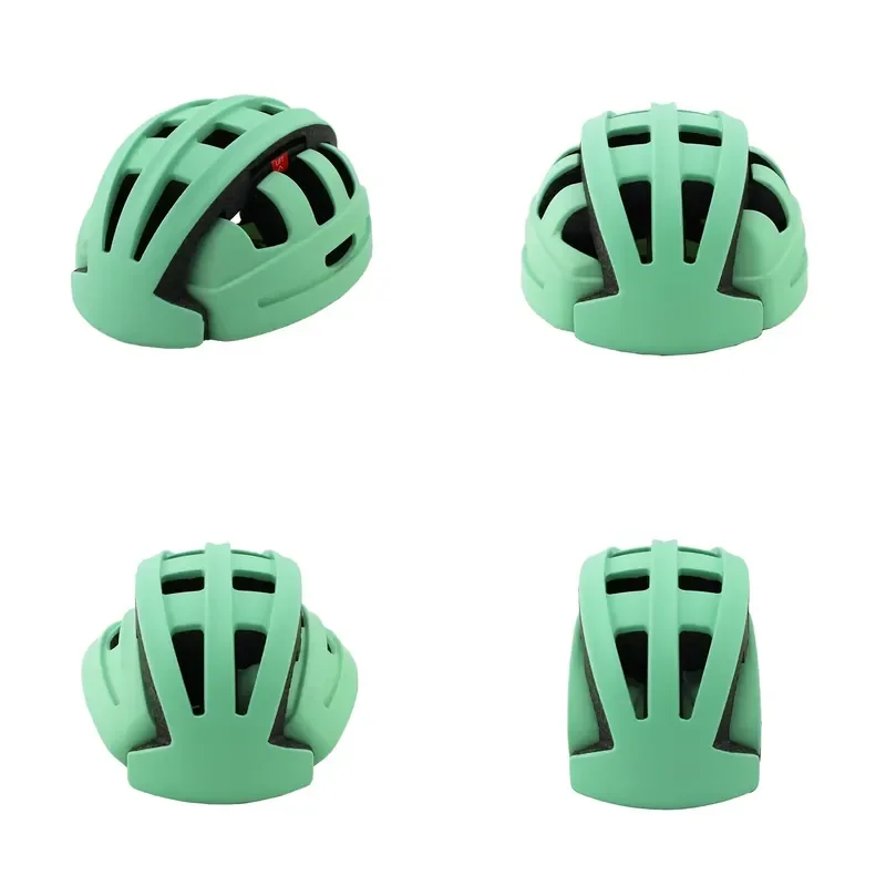 Foldable Bicycle Helmet Men Ladies Safety Helmet Protective Belt LED Flash Mountain Bike Convenient Folding Helmet