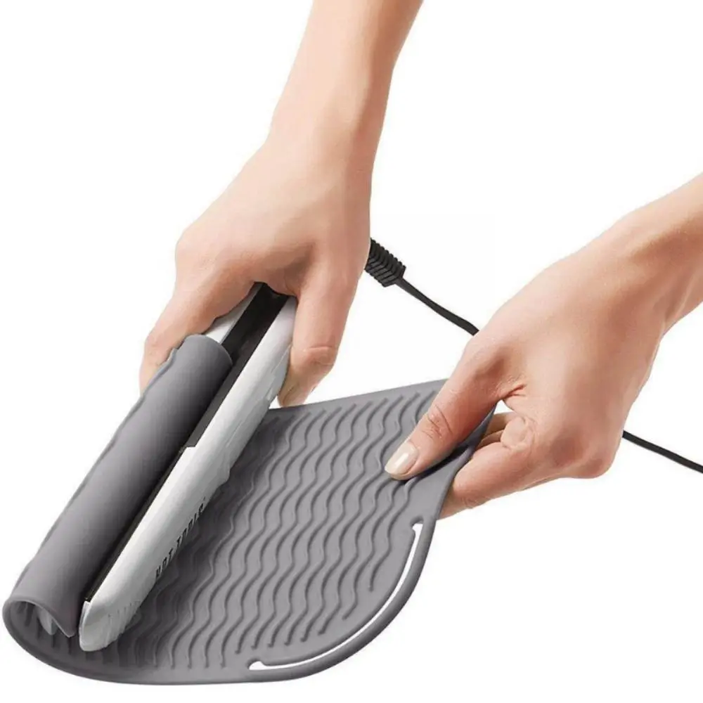 Multifunctional Heat Resistant Pad Silicone Heat Curling Stick Insulation Mat Non-slip Hair Straightener Storage Bag Travel