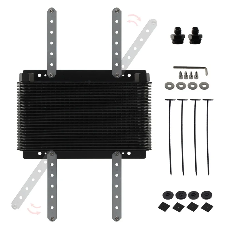 

Aluminum 24 Row 48-Plate Oil Cooler Transmission Black w/ AN6 / AN8 / AN10 / AN12 Adapter Universal For VW Baja Bug Beetle