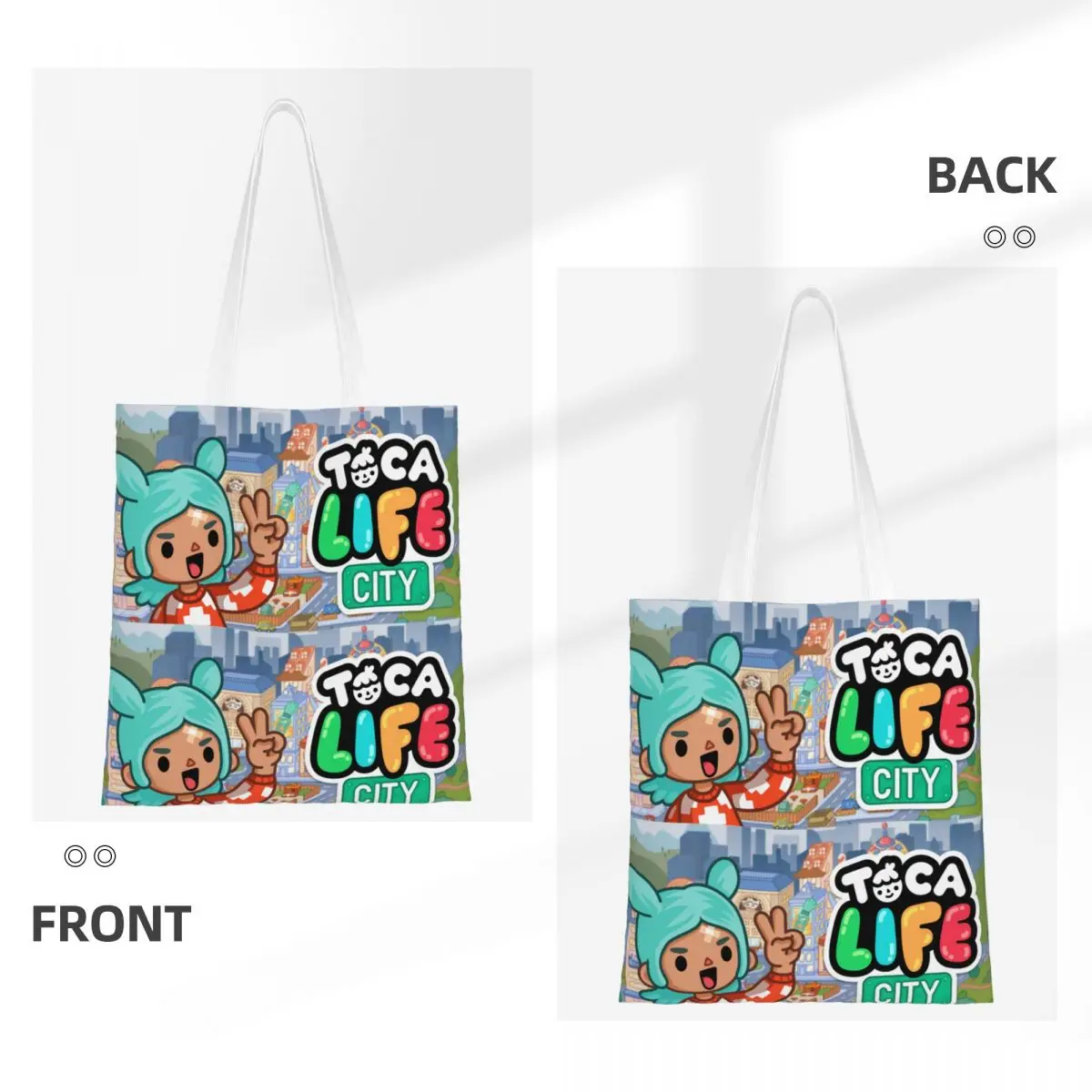 توكا لايف بوكس توكا بوكا لطيف لعبة أكياس التسوق طوي قماش حمل حقيبة المرأة حقيبة كتف حقيبة يد للسفر