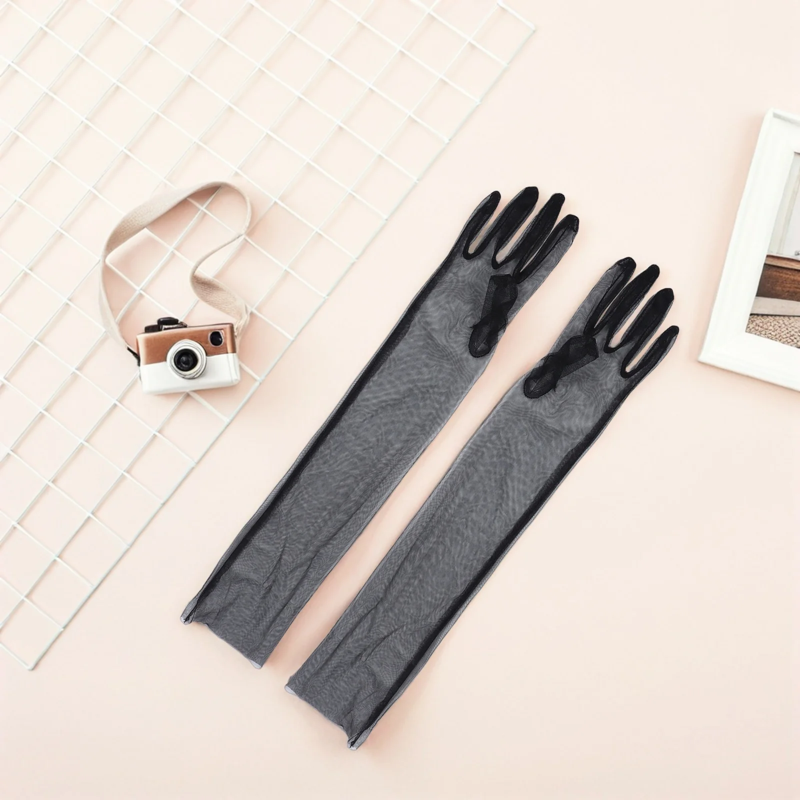 3 pares de guantes de tul para novia, mangas largas transparentes para boda, fiesta de té, disfraz de Halloween, cubiertas de brazo de malla, guantes de boda para mujer
