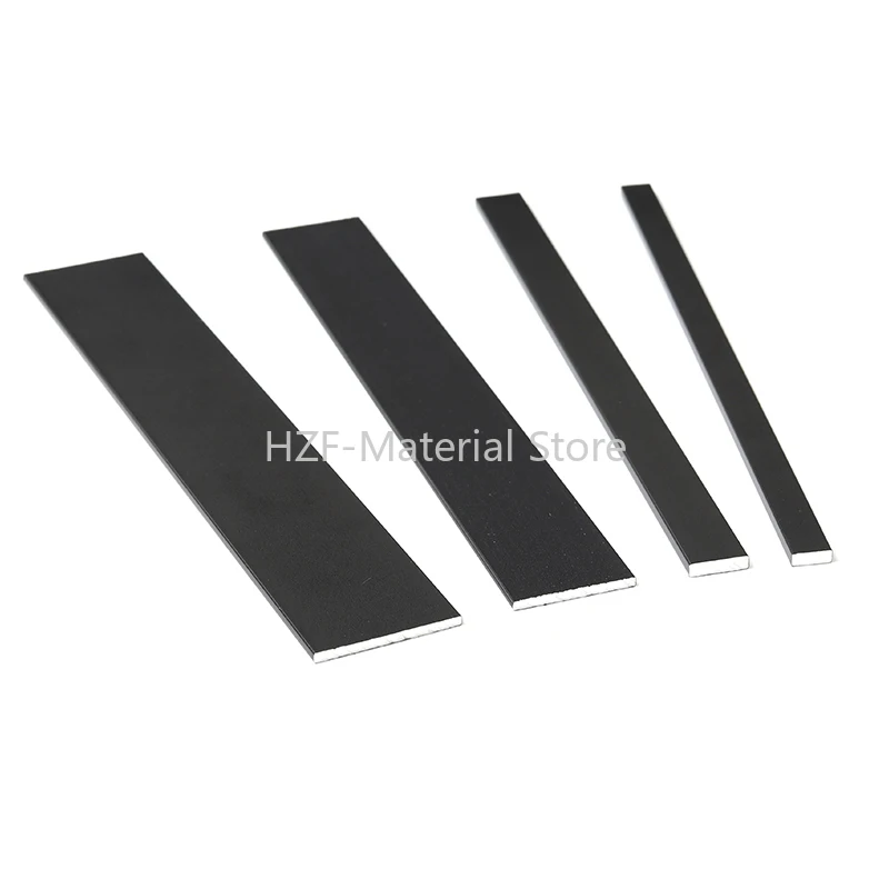 2Pcs Length 495mm Black Aluminum Flat Bar Thick 1.5-5mm Skirting Line Trim Strip Solid Flat Aluminum Width 8-50mm