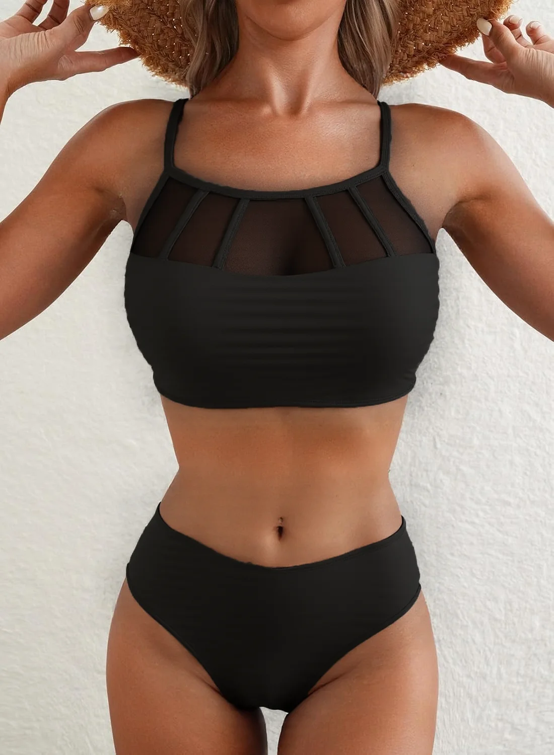 

New sexy fashion solid color two-piece swimsuit for women with split bikini and lace