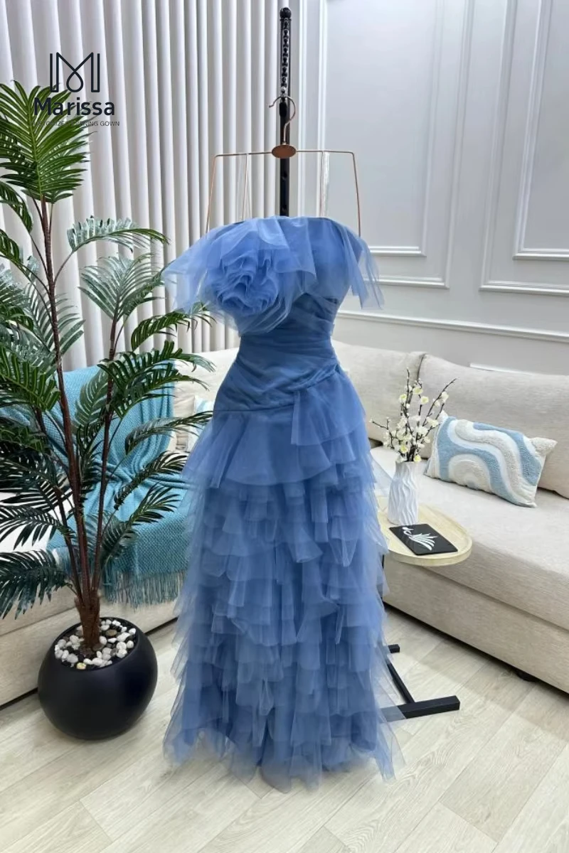 فستان سهرة نسائي من ماريسا تول ذو طبقات مصنوع حسب الطلب فساتين سهرة أنيقة للنساء لاختبار القيادة الفاخر على شكل حرف a
