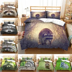 Home Textile 3D Raccoon Print 2/3Pcs Comfortable Duvet Cover Pillowcase Bedding Sets Single Double Queen King Size