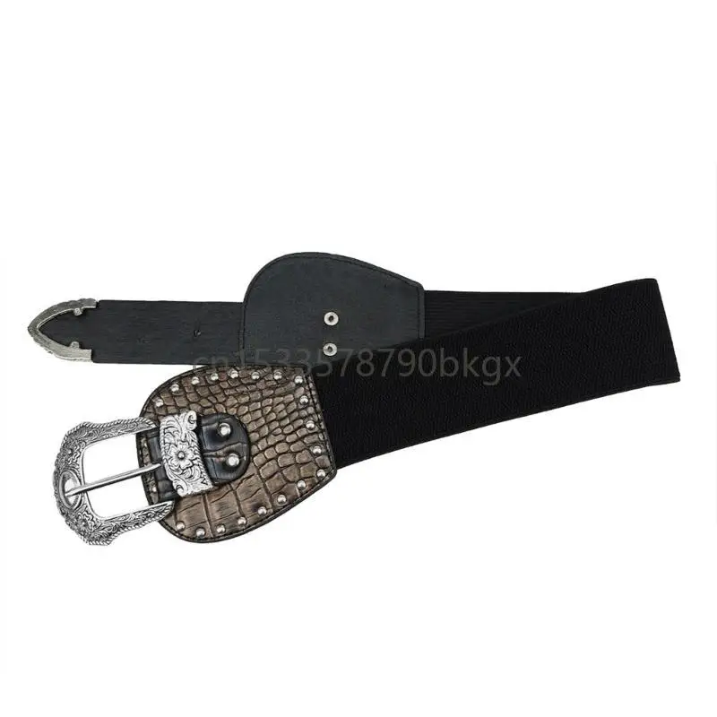 

Elegant Waist Belt PU Wide Waistband Trendy Elastic Corset for Jeans Dress J78E