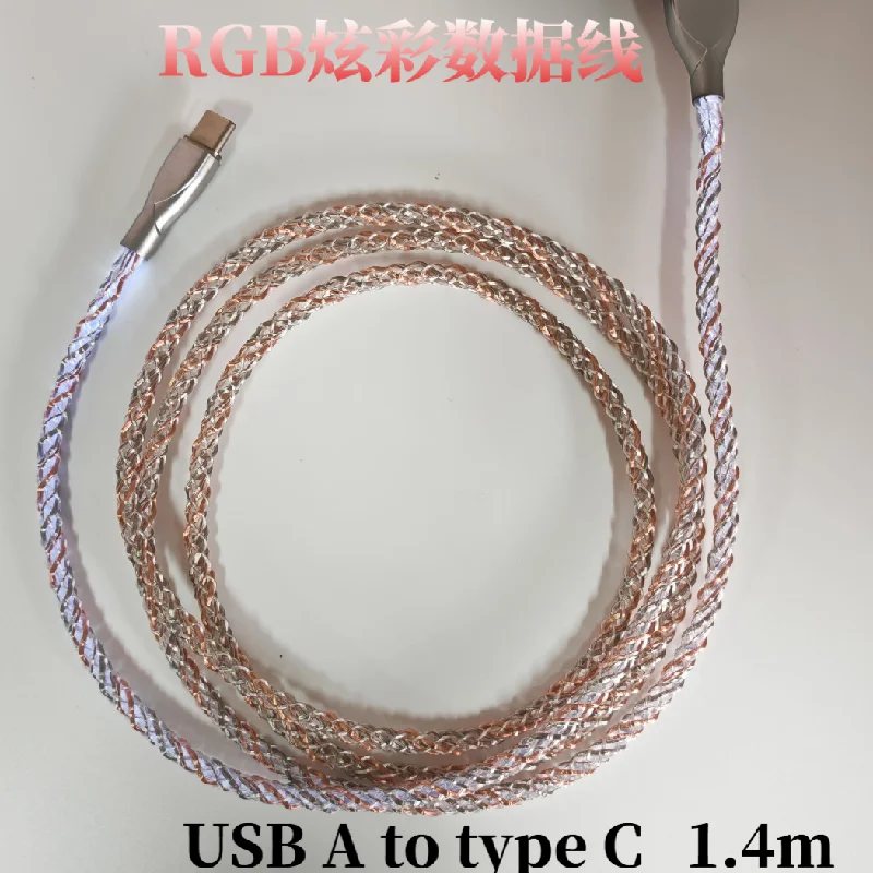 HMLAB RGB Glow Braided Data Cable - Gradient Lighting, Type-C To Type-C & USB-A To Type-C, Perfect For Gaming Keyboard Custom