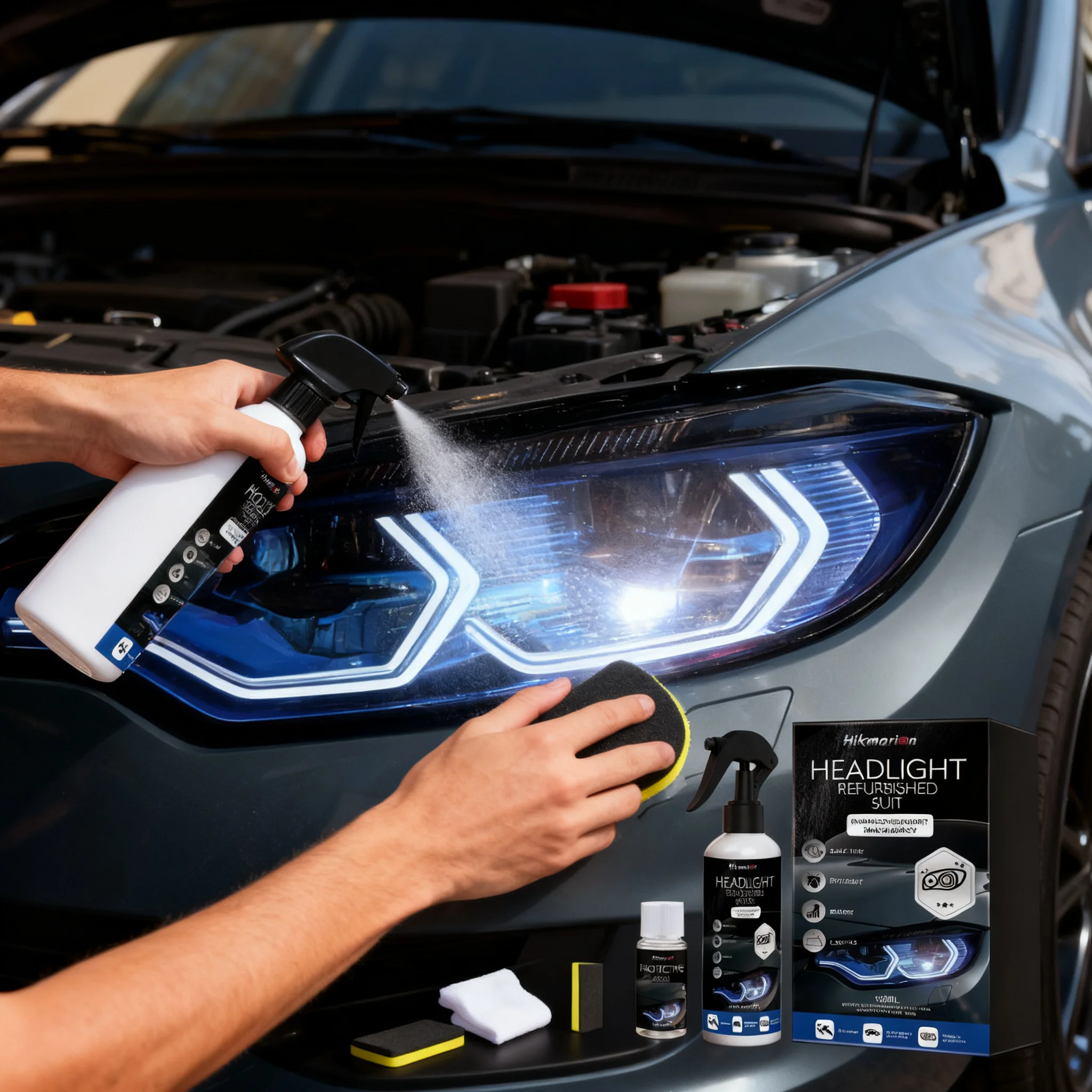 Car Headlight Restoration Kit for Car Motorcycles RV Fast Acting Clear Headlight Repair 60 Day Long Lasting Car Headlight Lens