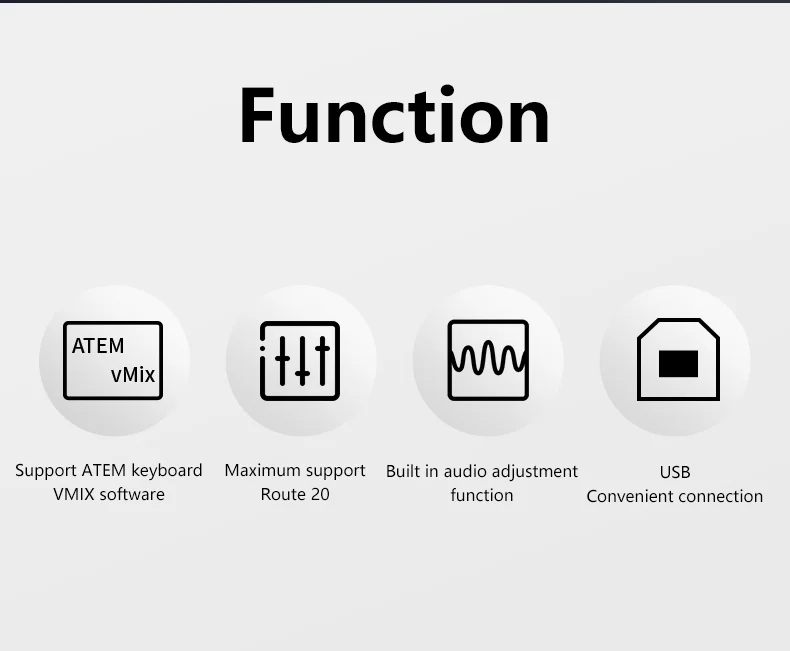 محول فيديو TYST TY-K1700HD، لوحة تحكم محطة تبديل الدليل، دعم التحكم في سلسلة BMD ATEM 1 M/E وبرامج Vmix