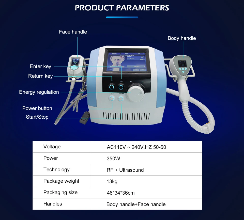 Urządzenie ultradźwiękowe Ultra 360 do usuwania tłuszczu, anty-aging, fizjoterapii, radiofrekwencji, ujędrniania skóry, liftingu twarzy i modelowania sylwetki.