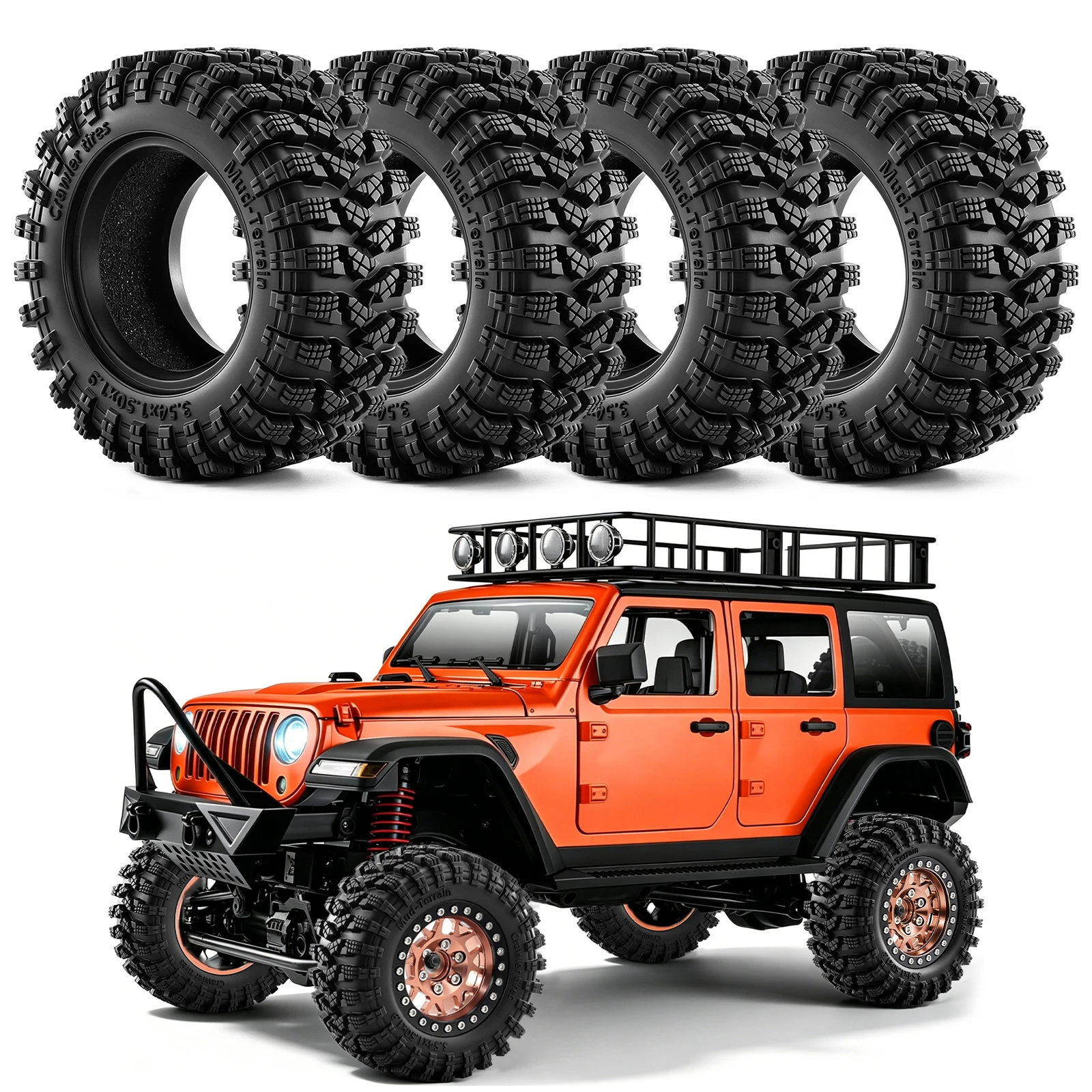 4 Stück 90*38mm Gummi 1,9 Zoll Crawler-Reifen für 1/10 1/12 Axial SCX10 II III TRX4 6 GEN7/8 D90 MJX H12P MN128 RC Crawler Auto