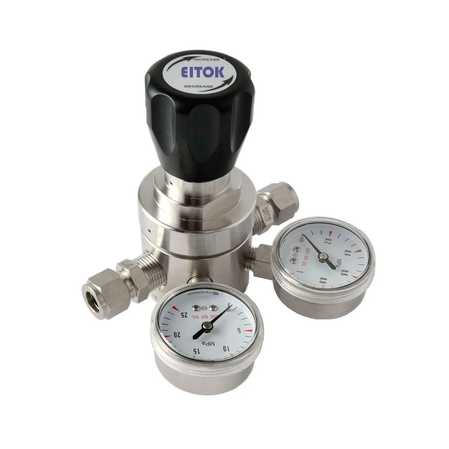 

2025 Steel 316L PTFE High Pressure Gas Regulator With Gauge Medium Flow Diaphragm CV Methane O2 CO2 Co2 Pressure Reducer