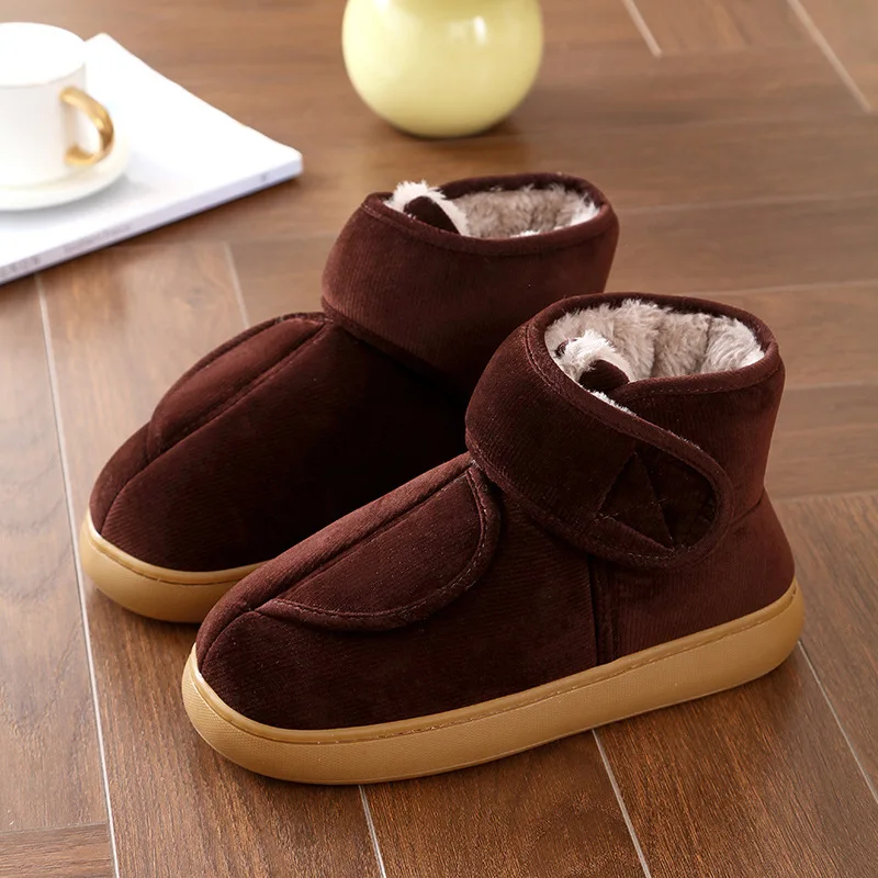 

Послеоперационные отеки ног на липучке, регулируемые теплые плюшевые тапочки с большим отверстием, унисекс, домашние и уличные повседневные тапочки