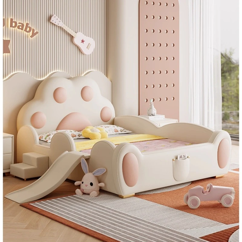 #for 180x200cm full double beds﻿ Cute claw children'sbed girl princess bed baby guardrail bed small apartment girl bedwith slide