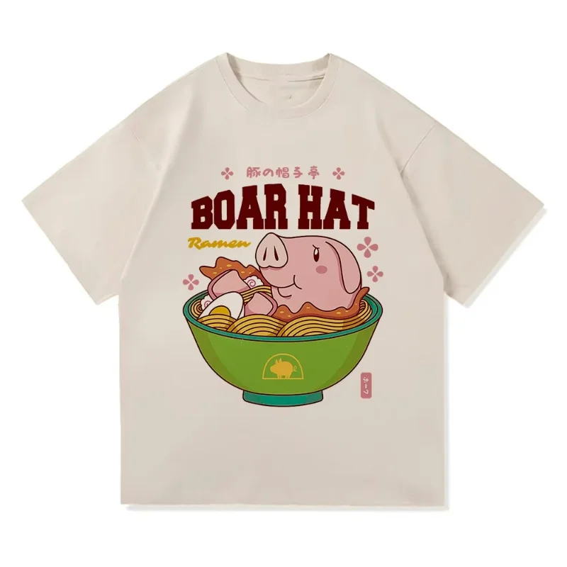 Camiseta de los siete pecados capitales para mujer, camiseta de Anime Nanatsu No Taizai Sir Hawk Ramen, camisetas de algodón con fideos de cerdo divertidos Unisex