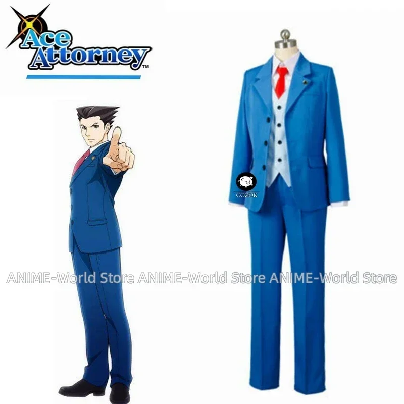 

《Custom Size》Ace Attorney Phoenix Wright Gyakuten Saiban Uniform COS Clothing Cosplay Costume Customized Accepted
