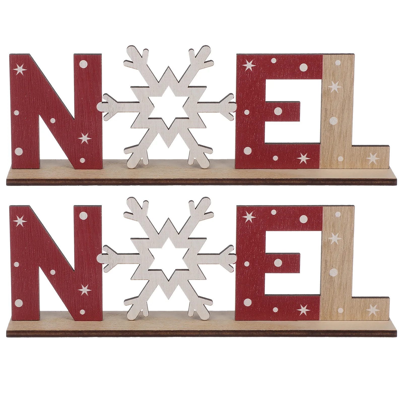 

2Pcs Wooden Letter Decor Christmas Noel Wood Sign Thickened Rustic Holiday Tabletop Decoration Pattern Xmas Party