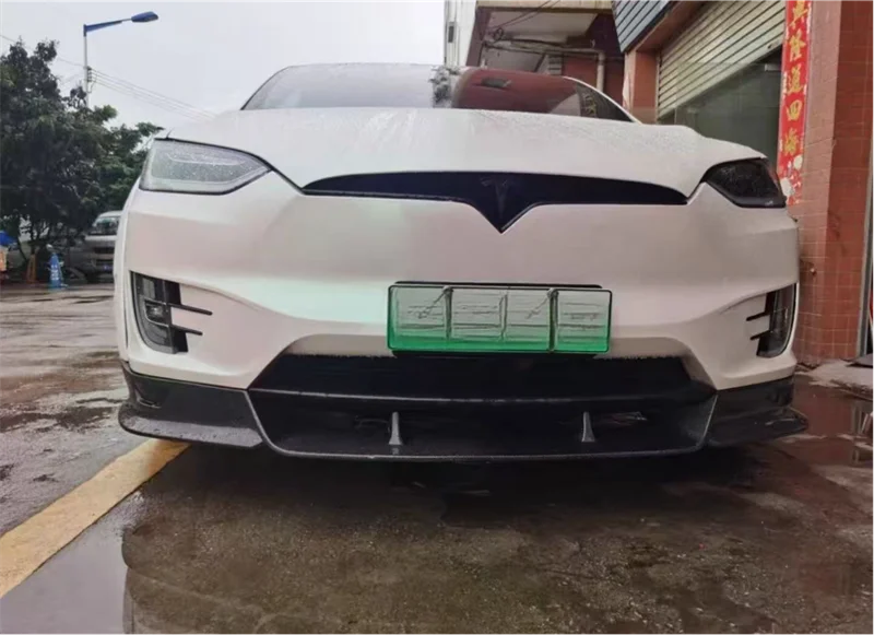 For Tesla Model X Real Carbon Fiber Bumper Front Lip Rear Diffuser Side Skirts Wind Knife Tire Profile Spoiler Body Kit