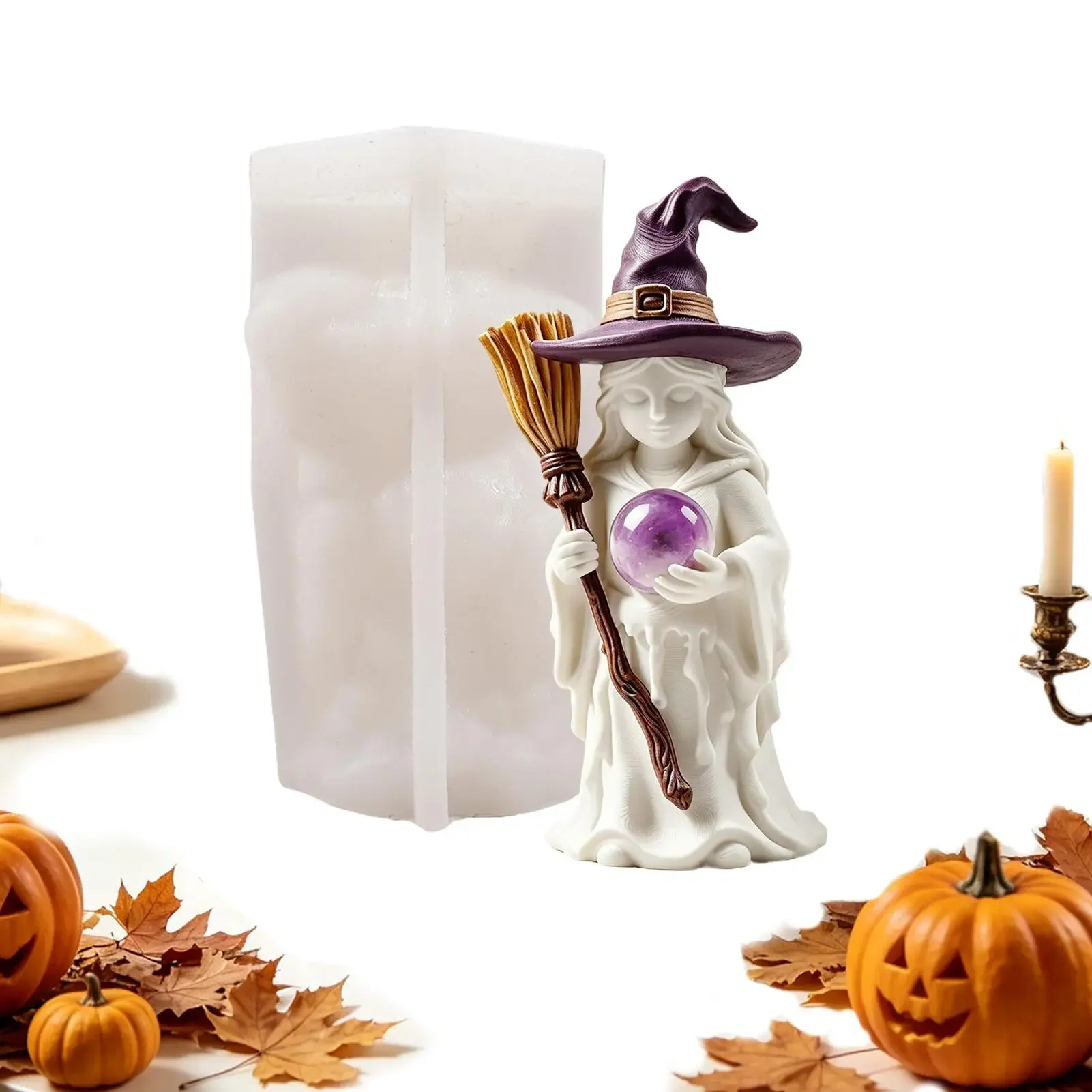 Halloween Witch Silicone Candle Mold 3D Witch Resin Casting Aromatherapy Mold Candle Mould for Resin Craft Clay Plaster Ornament