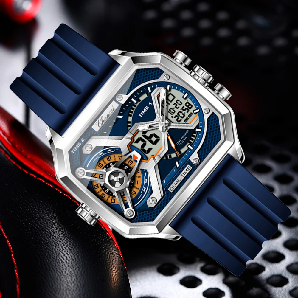 Chenxi Brand Men Sports Military Electronic Watch Led Display Luminous Waterproof Quartz Wristwatch With Alarm Date Stopwatch