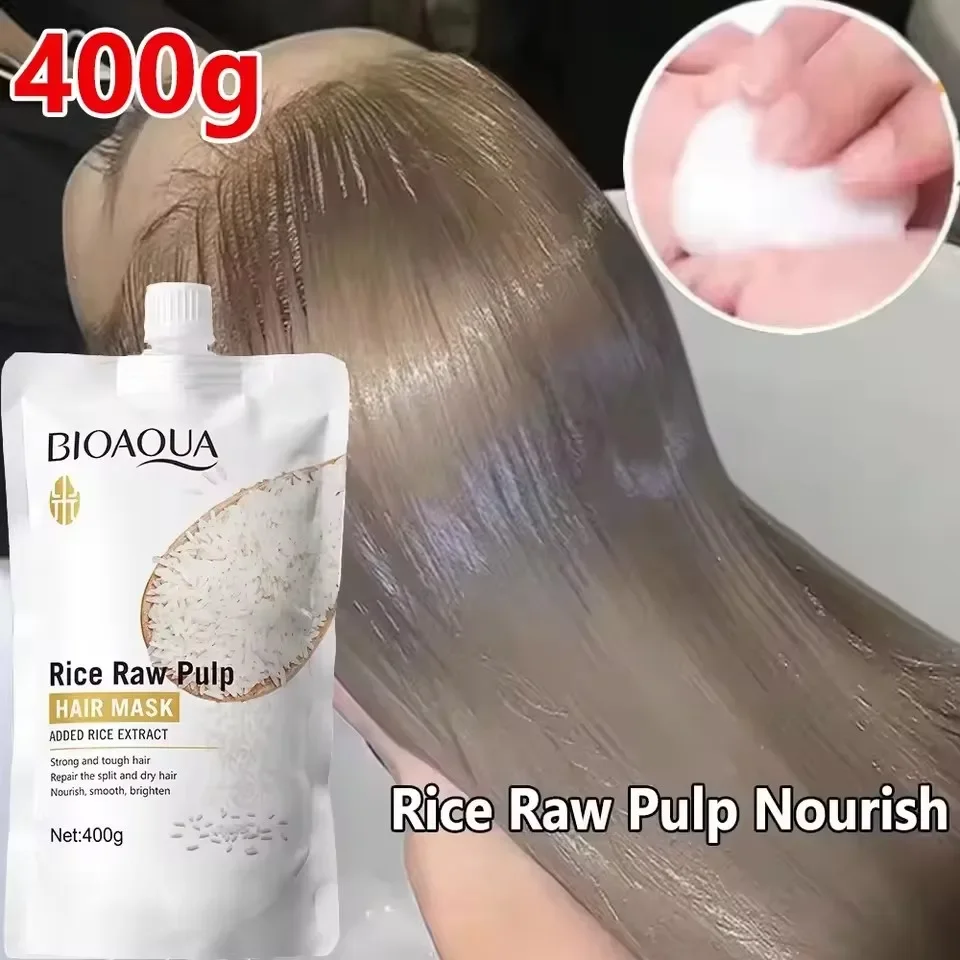Condicionador de Arroz que Penetra no Núcleo do Cabelo, Repõe Nutrientes, Repara Cutículas Danificadas e Melhora a Secura, Pontas Duplas, Frizz e Outros Danos Capilares Causados por Secagem com Secador, Alisamento e Coloração.