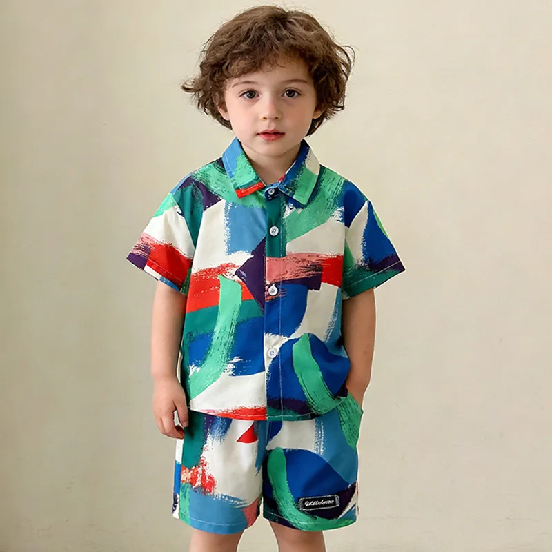 Nuevo Conjunto de Ropa de Verano para Bebés, Camisa y Pantalones Cortos para Niños, 2 Piezas, Ropa Infantil, Traje Deportivo Informal para Niños Pequeños, Chándales para Niños