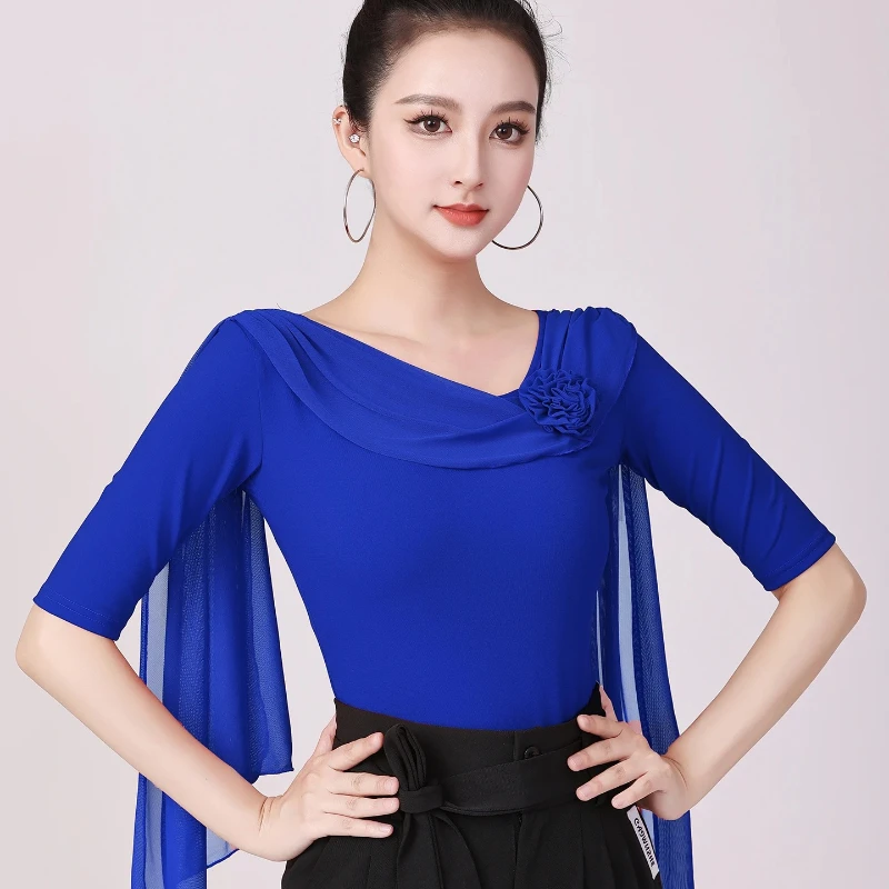 

New Professional Latin & Ballroom Dance Costume for Women - Comfortable Fitted Top for Summer, Stylish Ballroom Performance Wear