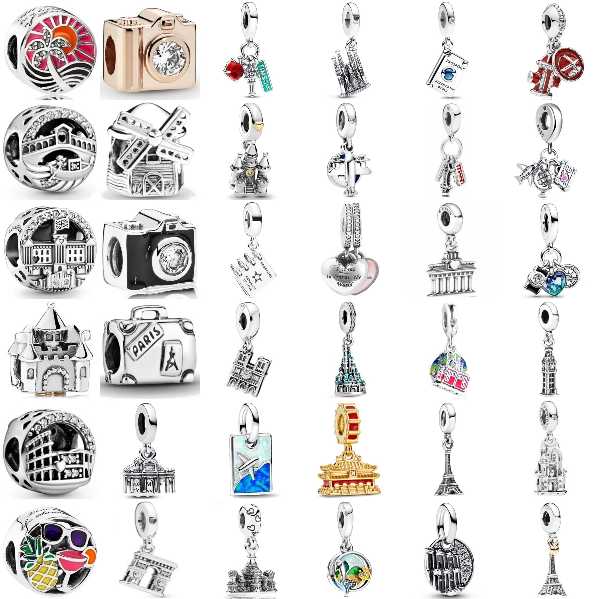 Nuevo 925 Castillos de Plata de Ley Torres Puentes Ciudad Prohibida Charm Bead Pandent Fit Original Pulsera Accesorios DIY joyería