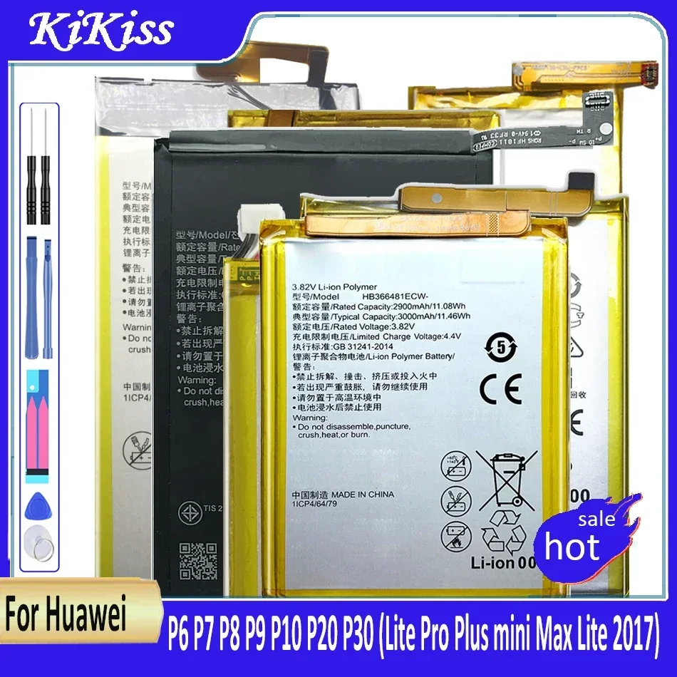 Battery for Huawei P6 P7 P8 P9 P10 P20 P30 (Pro Plus mini Max Lite 2017) HB366481ECW HB396285ECW HB386280ECW HB3742A0EBC