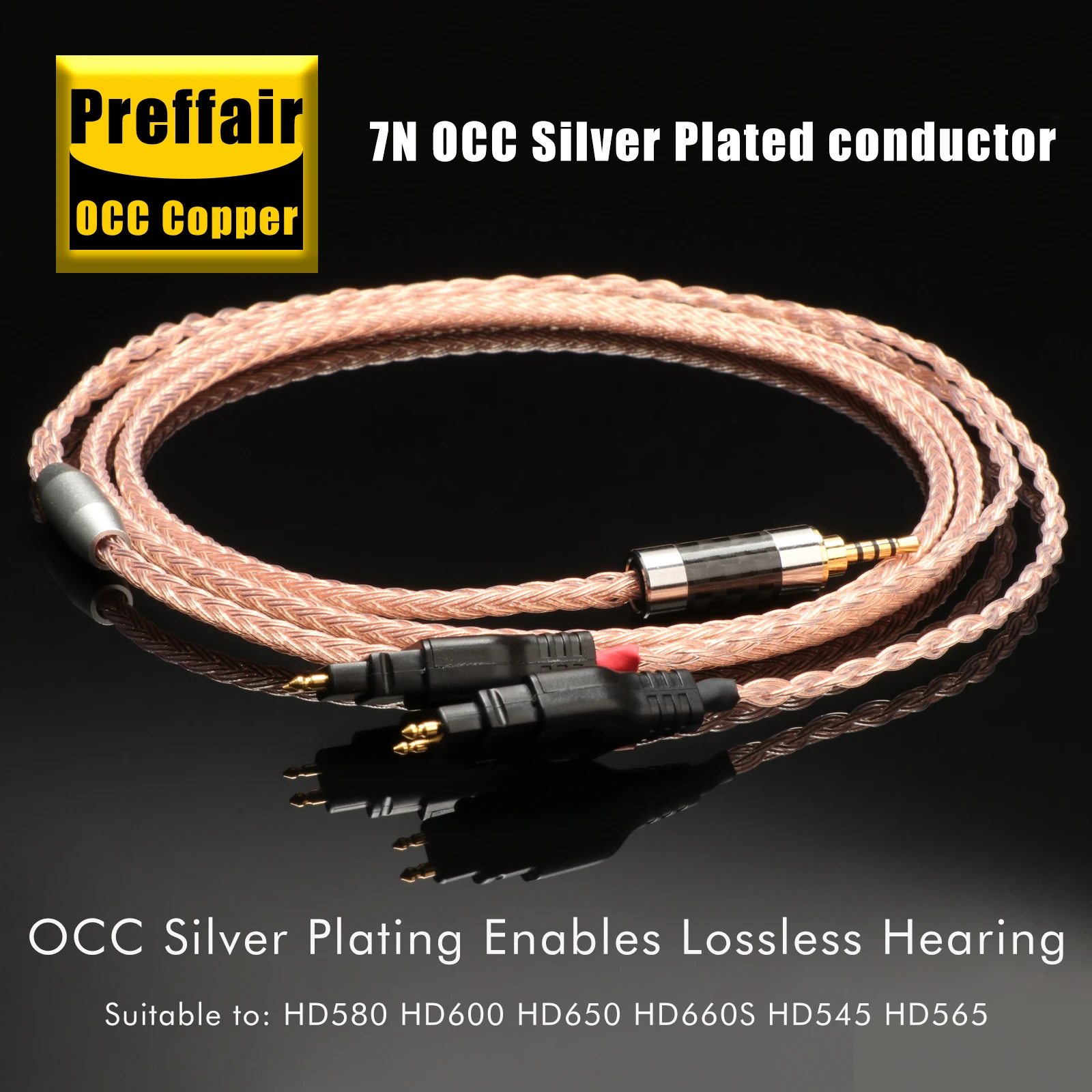 1PCS 16 Kerne 99% 7N OCC Kopfhörer Kabel Für HD580 HD600 HD650 HDxxx HD660S HD58x HD6xx – Detail 3