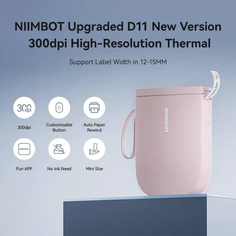 New Version NIIMBOT D11 Portable Thermal Printer Wireless Adhesive Label Maker Inkless Labeling Machine For Mobile Android IOS