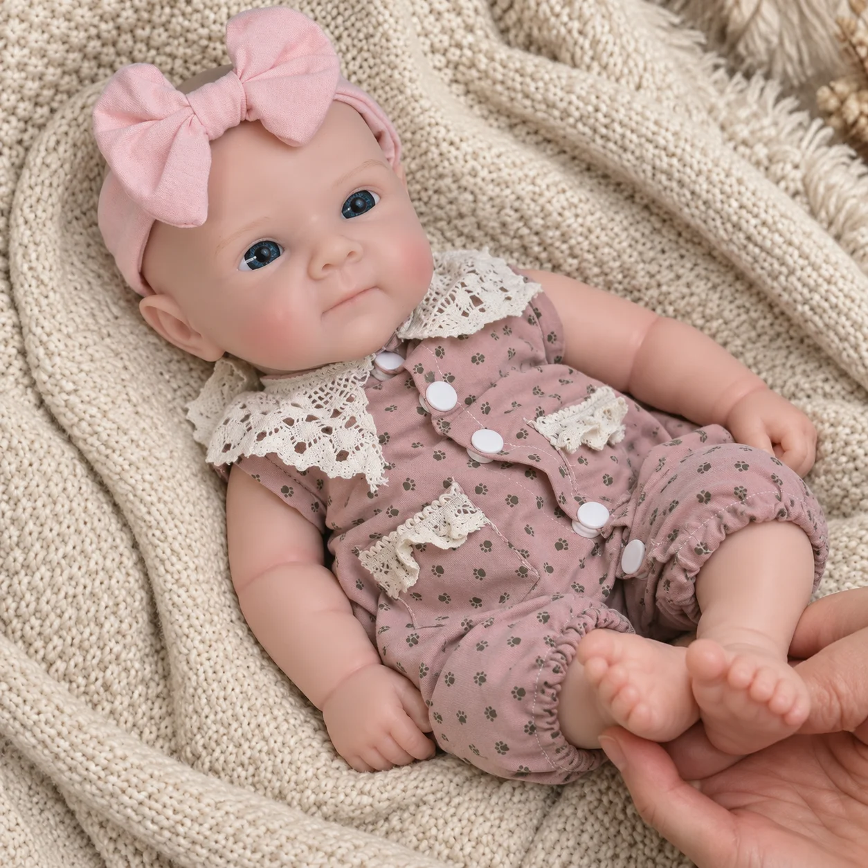 20 inch newborn baby doll with bald head and mouth opened, realistic handmade newborn collection art doll Christmas gift