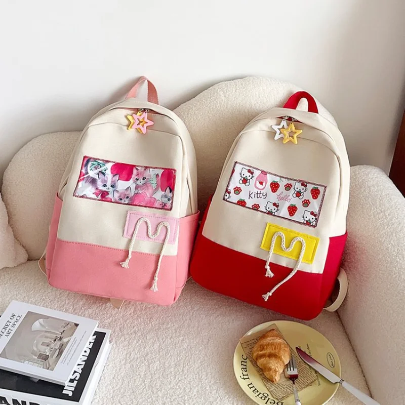 

Новый школьный ранец Sanrio Hello Kitty, вместительный Повседневный и легкий рюкзак на плечо, милый водонепроницаемый рюкзак