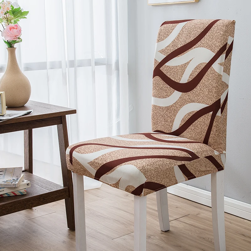 Melkzijde Print Stoelhoes Voor Woonkamer Stretch Polyester Stoel Hoes Meubelbeschermer Voor Keuken Kantoor Interieur