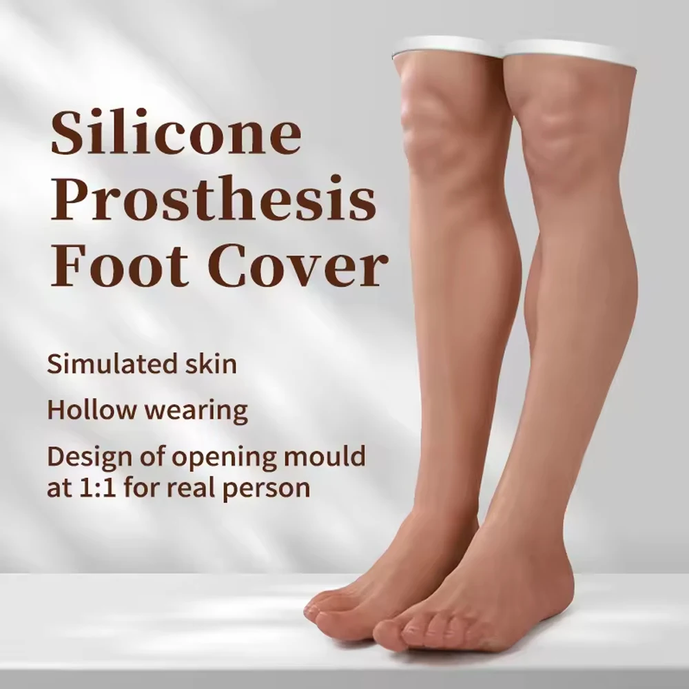 Male Silicone Artificial Prosthesis Foot Cover Realistic Ankle Sleeve Simulated Skin Leg for Cover Scars Crossdresser Clone Feet