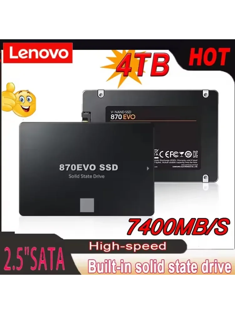 Lenovo 4TB Solid State Disk SSD 870 EVO 1TB 2TB Interne Festplatte HDD Sata3 2,5 Zoll für Laptop Mikrocomputer Desktop