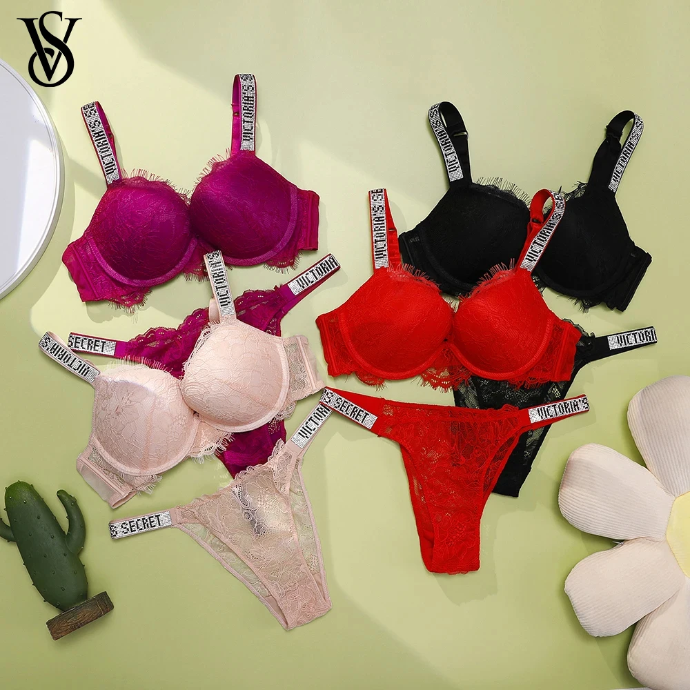 Neues sexy BH- und Slip-Set für Damen, bequeme Push-up-Shapewear, verstellbar gepolstert, gerafftes V-Spitzen-Lingerie-Set