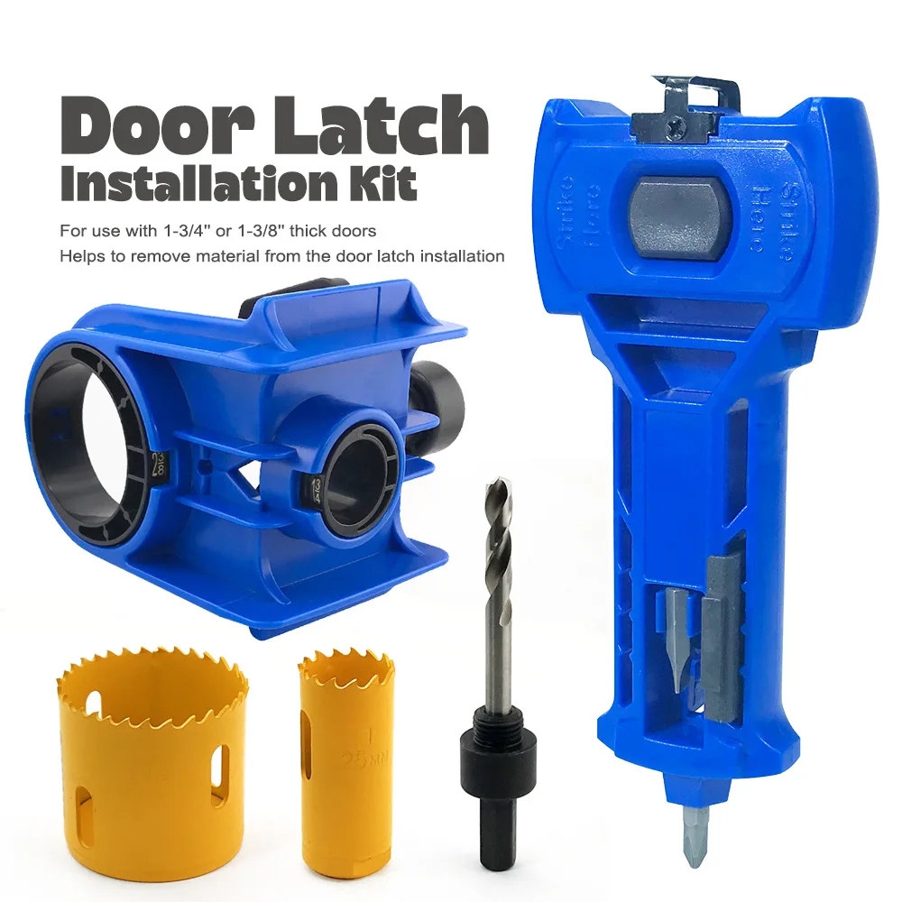 

Ball Lock Hole Opener+Door Latch Mortise Tool Door Lock Installation Kit Fit 1-3/4" or 1-3/8" Thick Door for Metal or Wood Doors