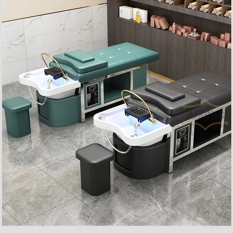 Beauty Lady Salon Furniture Barbershop Washing Basin Bowl Shampoo Chair Hair Spa Head Water Therapy Thai Shampoo Massage Bed