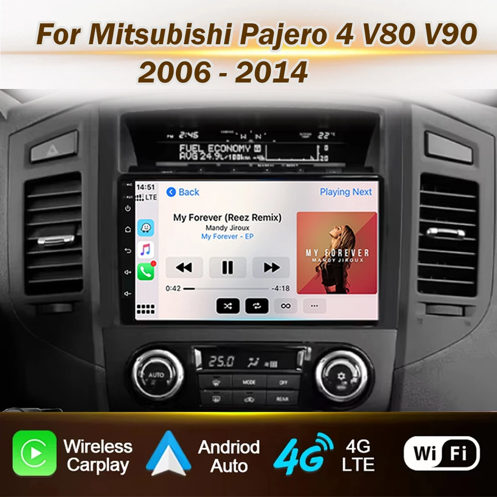 Android 15 Car Radio For Mitsubishi Pajero 4 V80 V90 2006 - 2014 Carplay Auto Multimedia Video Player Stereo 2Din dvd Head Unit