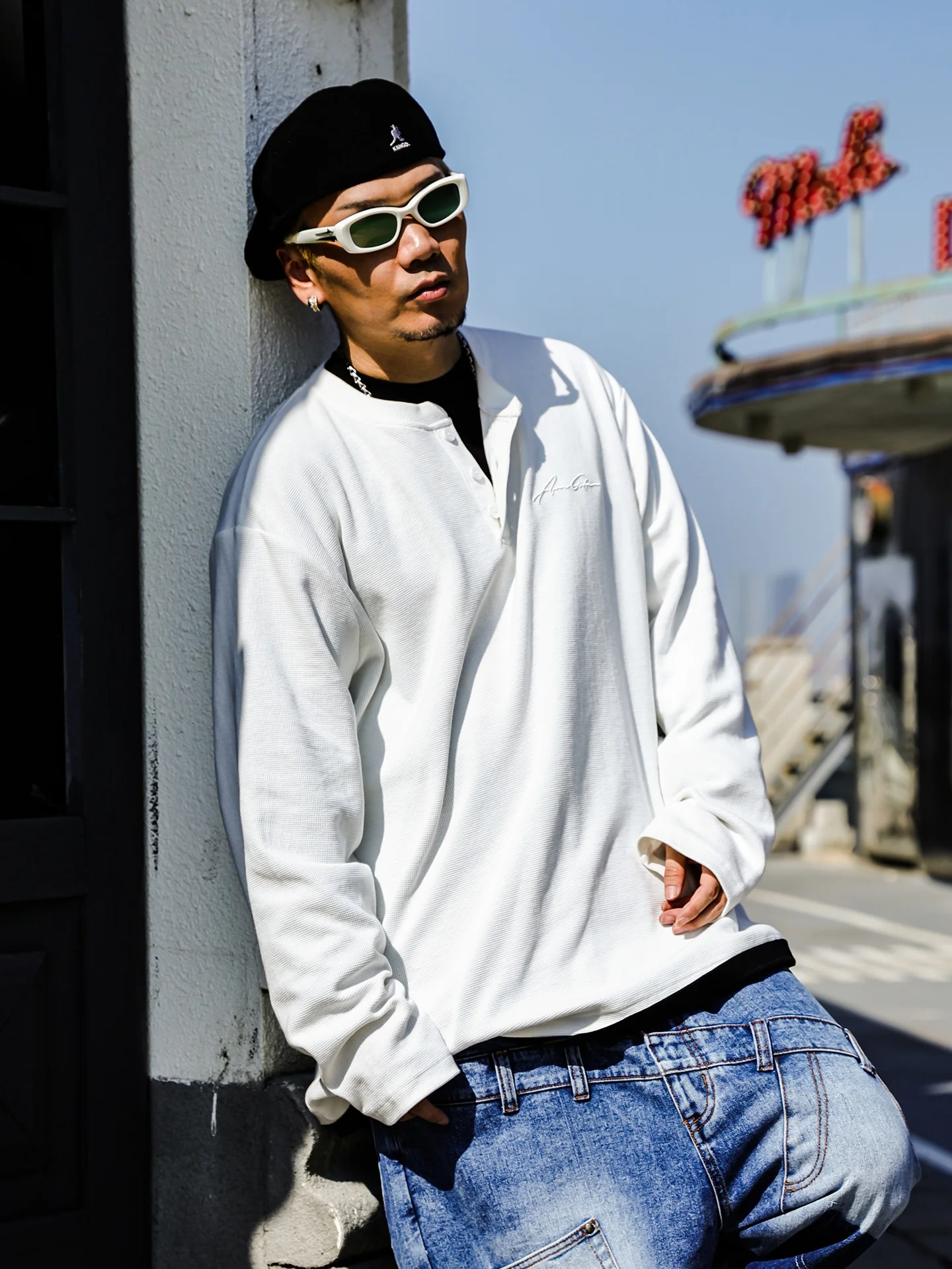 ACUSA American Casual Loose Fit Long Sleeve T-Shirt Hoodie Unisex Breathable Comfortable Cotton Polyester Blend Streetwear